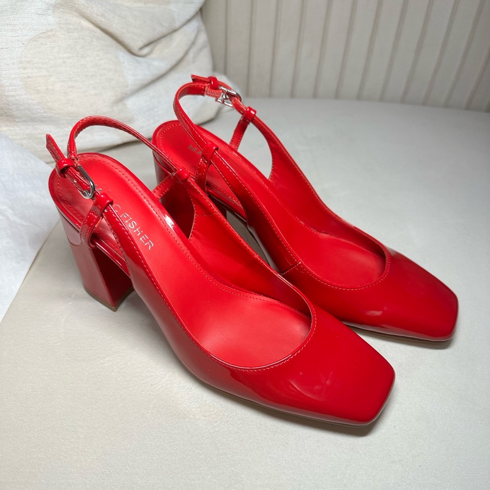 MARC FISHER Valana Red Slingback Heels